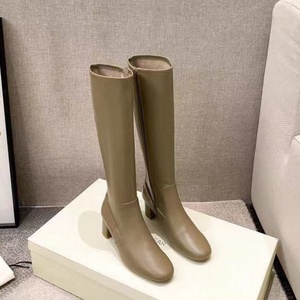 Nouvelles Bottes Longues Femme 2025 à Talon Carré et Moyen, Bout Rond, en Cuir de Haute Qualité, Imperméables pour l'Extérieur - Product Image 2