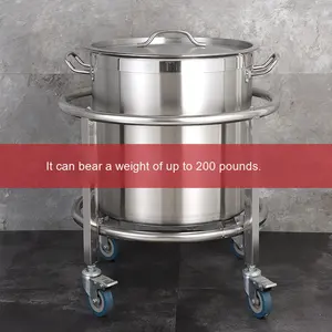 Yolecen Seau en acier inoxydable isolé commercial huile scellée chariot à roues universel seau à eau bouillante épaissie pour pots à soupe - Product Image 2
