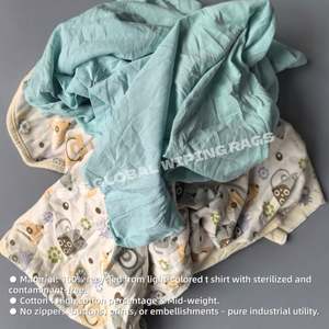 Trapos de limpieza de camisetas recicladas de color claro, 100% algodón, a granel, lisos, para limpieza industrial - Product Image 4