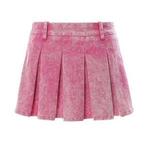 Minifalda de nuevo estilo Spice Girl, Falda corta plisada con agua de lavado de mezclilla a la moda para mujer, falda acampanada para mujer - Product Image 1