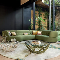 Ensemble de canapés modulaires incurvés de design moderne, revêtement en tissu vert, sectionnel en forme de L, luxe pour la maison, l'hôtel, le salon