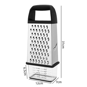 Rallador de Queso Profesional de Acero Inoxidable con Mango, Afilador de Cocina Manual con Contenedor, Rebanador de Verduras - Product Image 6