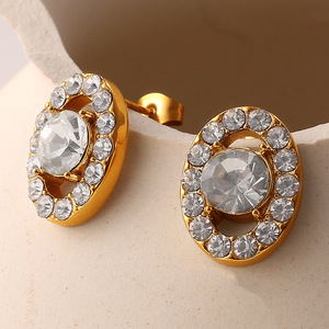 European Style <b>Gold</b> Earrings And <b>Rings</b> <b>Set</b> With Zircon Pave Setting For Wedding Women's Jewelry - Product Image 2
