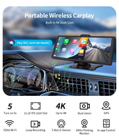 CarPlay sans fil portable, écran tactile HD 10,26 pouces, Android Auto, commande vocale BT, lien miroir USB pour tableau de bord
