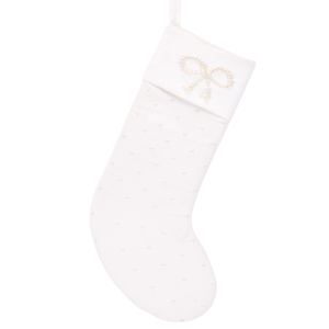 White Velvet Pearl Bow Christmas Stocking Beaded Elegant Xmas Sock for Wedding Mantel <b>Party</b> <b>Decor</b> - Product Image 1