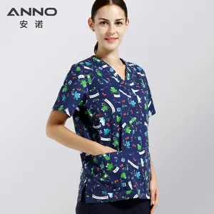Anno 특별 인쇄 응급 의료 의사 간호사 스크럽 유니폼 외과 클리닉 세트 여성 남성