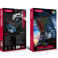 Clavier et souris filaires TWOLF TF900 avec rétroéclairage multicolore, clavier de jeu, convertisseur de jeu mobile à une main
