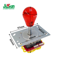 Manette de jeu colorée pour machine à griffes d'arcade, stick de commande directionnel avec boule de cristal transparente rouge, métal et plastique, marque JIJISHENG