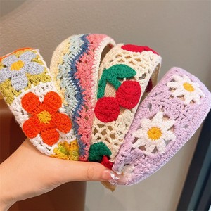 Little Daisy Cherry dệt kim rộng vành của phụ nữ Headband Detangling lộn xộn Headband phụ kiện trang trí hoa cây của phụ nữ - Product Image 4