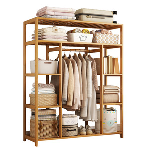 Simple floor-standing <b>clothes</b> <b>rack</b> for home use, a versatile bamboo storage <b>rack</b> for dressing rooms. - Product Image 5