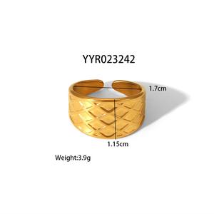 Anillos de dedo en capas de acero inoxidable chapado en oro de 18 quilates de diseño 2025 para mujeres y niñas, anillo elegante de promesa de boda, joyería - Product Image 6
