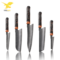Couteau de cuisine professionnel japonais KEENHOPE en acier SKD11, couteau Nakiri Sanmai à 3 couches, avec renfort en cuivre et manche en fibre de carbone