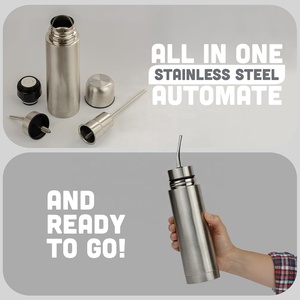 Termo para Té <span class=keywords><strong>con</strong></span> Infusor y Filtro, Botella Aislada al Vacío de Doble Pared para <span class=keywords><strong>Mate</strong></span>, Ideal para Viajes, Oficina, Camping, Plateado - Product Image 2