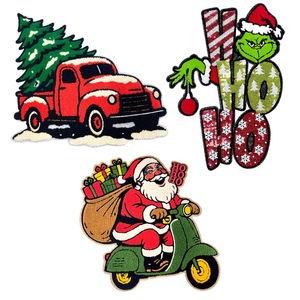 Individuelle Frohe Weihnachten Aufnäh-Patches Bügelapplikationen Verzierungen für Kleidung Jacken Handtaschen Reparatur Dekorationen - Product Image 2