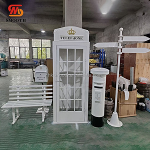 Cabina telefónica blanca lisa para bodas con audio, libro de visitas telefónico, cabina telefónica estilo Londres, buzón y juego de sillas para decoración de eventos de boda - Product Image 1