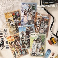 Autocollants adhésifs plats en PET imperméables de la série Travel Heart Notes, décalcomanies créatives sur le thème des objets et des personnages, décoratifs DIY