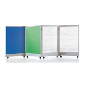 Divisor de Habitaciones Plegable de Madera con Marco de Aluminio Personalizado, Biombo Móvil para Oficina con Ruedas - Product Image 1
