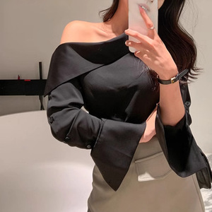 <span class=keywords><strong>Blusa</strong></span> de Diseño de Moda para el Trabajo, Primavera-Verano 2026, Nueva Colección en Reino Unido y Estados Unidos, Asimétrica, de Un Solo Hombro, Color Sólido, Casual y de Alta Gama - Product Image 1