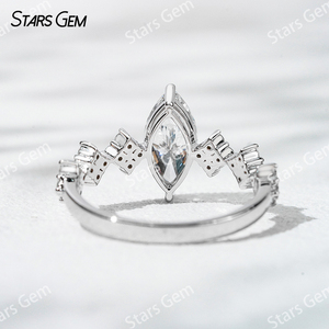 Starsgem 1.3ct 10.79*5.23mm D Couleur Marquise Diamant de laboratoire Solitaire en or blanc 18K avec bague de fiançailles en diamant latéral - Product Image 3