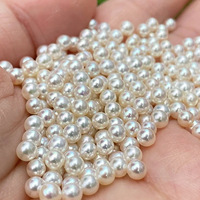 Perles d'Akoya d'eau douce rondes parfaites de 5-6 mm, lustre miroir métallique, perles en vrac pour la fabrication de bijoux fins DIY