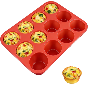 12 Cup <b>Silicone</b> Muffin Pan Non Stick <b>Baking</b> Mold Easy Release Cupcake Tray for Household <b>Baking</b> - Product Image 1
