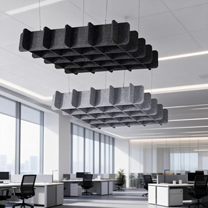 Panneaux acoustiques perforés en fibre de polyester pour <span class=keywords><strong>plafond</strong></span>, insonorisés, sculptés, absorbant le bruit - Product Image 5