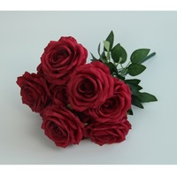 Rote Rose künstliche Blumen Real Touch Plastiks trauß von Rosen für Home Bridal Wedding Party Tisch dekoration