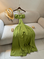 Robe longue maxi pour femme, style licou, à découpes, sans manches, dos nu, fluide, pour l'été, la plage et les vacances