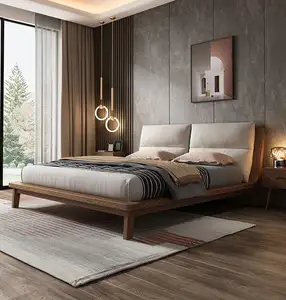 Luxury Double Wood Murphy Bed Modern Minimalist Red Oak Bed Italian Style Adult Bed For Bedroom