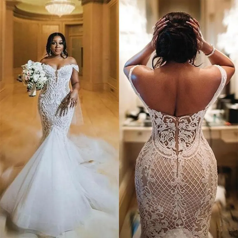 African luxury wedding dress with fishtail worn by brides Mermaid Trumpet Wedding Dresses