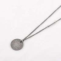 Collier de Couples ancien plaqué argent, pendentif rond en acier inoxydable, numéro 1314, 70cm