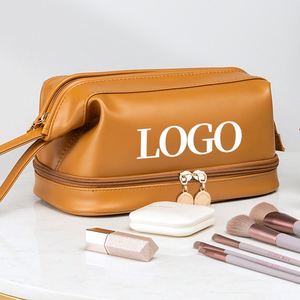 Pochette de toilette portable personnalisable, élégante et exclusive, en or uni, pour femme, boîte à maquillage, sac cosmétique - Product Image 5