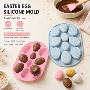 Custom Logo <b>Silicone</b> Non-Toxic <b>Baking</b> Tool Easter Egg Funny Cake Mold for Pudding Microwave Oven Safe - Product Image 1