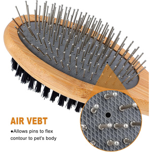 Custom Logo Luxury Wooden Dog <b>Brush</b> Cat Grooming Products Deshedding Tool <b>Pet</b> Hair Remover <b>Brush</b> Comb - Product Image 4