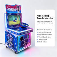Machine de jeu d'arcade de course pour enfants, à monnayeur, avec écran HD 17 pouces et volant, pour parcs d'attractions