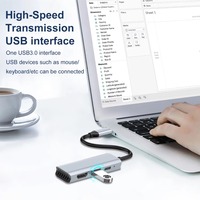 Station d'accueil portable en alliage d'aluminium Type C 3 en 1, USB 3.0 haute vitesse, HDTV 4K, chargeur PD 100W, adaptateur multifonctionnel
