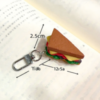 Porte-clés créatif en PVC en forme de croissant, jouet alimentaire simulé, hamburgers, pop-corn, gâteau, pendentif de sac, porte-clés