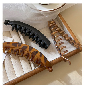 Pince à cheveux banane rétro imprimé léopard, grande taille, pour demi-queue de cheval, accessoires pour femmes et filles - Product Image 6