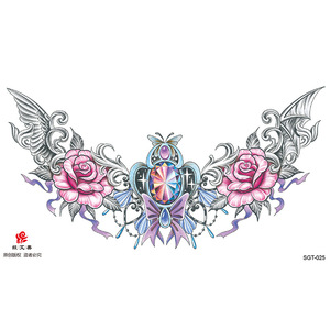 Autocollants de <span class=keywords><strong>tatouage</strong></span> temporaire pour femmes, motifs papillon et <span class=keywords><strong>fleur</strong></span> indiens personnalisés, sexy, pour la <span class=keywords><strong>poitrine</strong></span>, le cou ou le dos, art corporel - Product Image 4