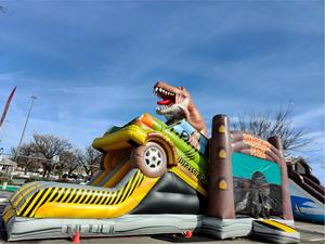 Parc de dinosaures gonflable avec double toboggan et trampoline, combo gonflable <span class=keywords><strong>Jurassic</strong></span> humide/sec - Product Image 2