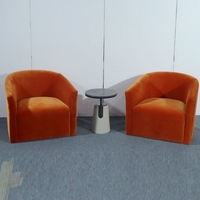 Fauteuil en velours orange, chaise à dossier incurvé pour salon, hôtel, sur mesure OEM ODM