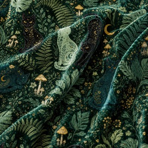 Tissu d'ameublement imprimé Premium « Forêt Magique, Chats et Lunes » pour canapé, chaise, coussin, rideau, artisanat DIY et mobilier - Product Image 3