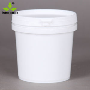 Cubo de plástico redondo blanco de 2 litros con tapa y asa, práctico para pintura, tipo tambor. - Product Image 6