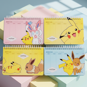 For Spiral Binding Scheduler Planner 4 PCS Set Korean <b>Kids</b> Stationery Cute Character Pikaed <b>Diary</b> Note Anime Gift Children - Product Image 1