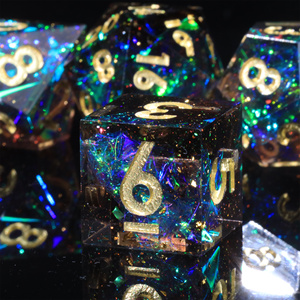 MINI PLANET Jeu de dés DND colorés Galaxie, dés polyédriques en résine à bords tranchants pour TRPG, vente en gros, jeu de dés DND personnalisé - Product Image 3