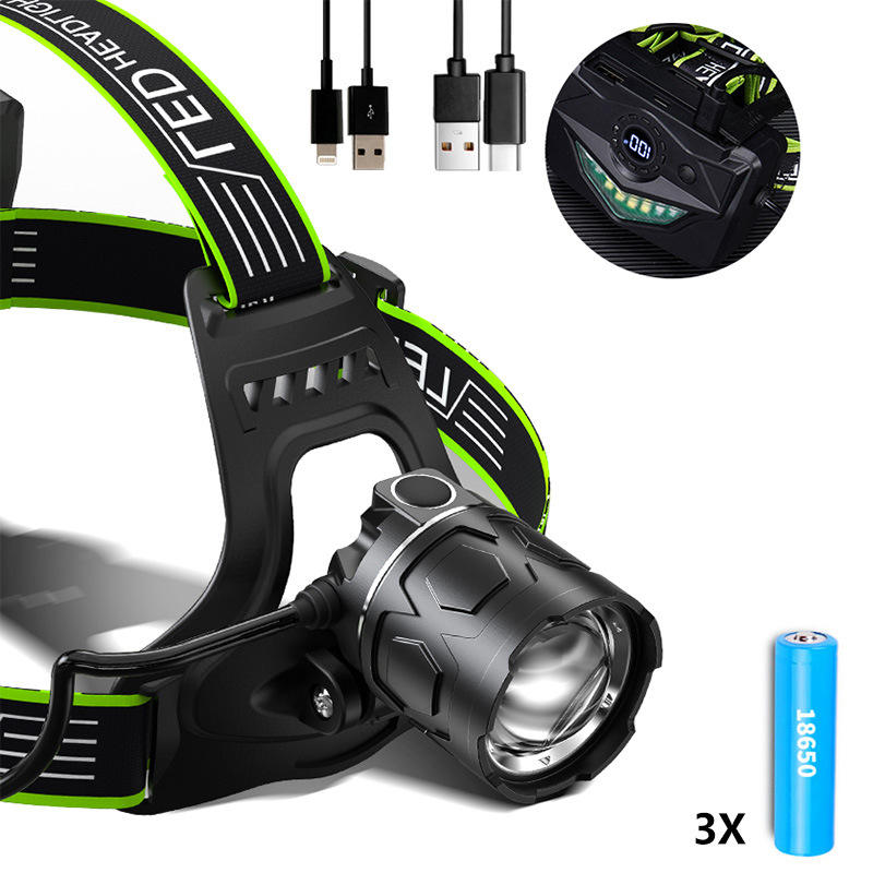 A57 headlight + 3 * 18650 battery + USB cable