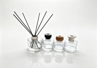 Bouteille diffuseur en verre cylindrique transparente de qualité supérieure 80ml 100ml 120ml 150ml, flacon vide pour parfum et arômes avec bouchon en bois et métal