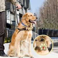 Plaques d'identification personnalisées sur mesure en acier inoxydable doré de grande taille pour chiens et chats, avec gravure pour animaux de compagnie (soutien émotionnel)