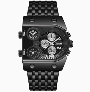 Montre à quartz Oulm HT9315 pour homme, sport et mode, grand cadran avec fonction lumineuse et bracelet en acier, fuseaux horaires multiples, boîtier carré - Product Image 6