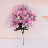 Nouvelle vente chaude à la main Simulation 5 têtes Double Bouquet de Noël Décoration de la maison Ornements de vacances Faux Fleurs